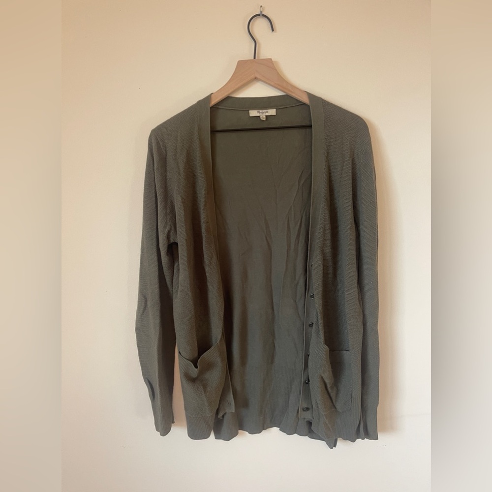 Madewell Button-up Olive Green Cardigan Size S
